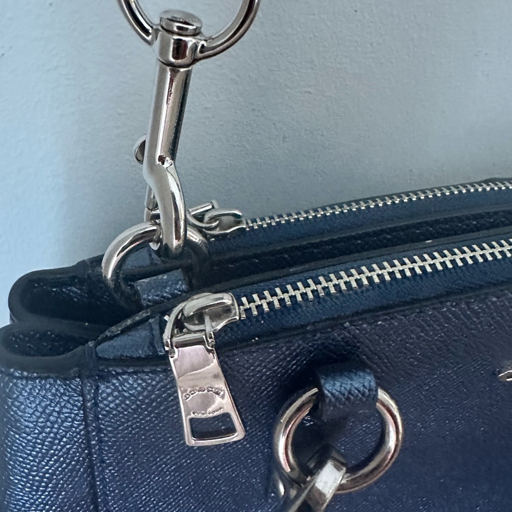 Coach Mini Christie Carryall satchel bag in metallic blue LIKE NEW - Picture 6 of 11